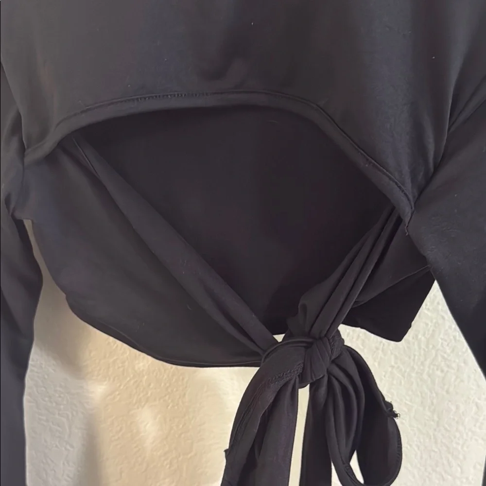 inluv Black Long Sleeve Tie-Front Top